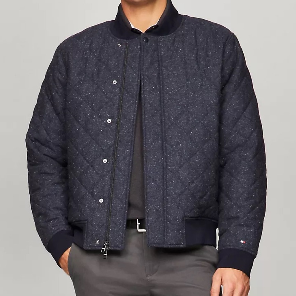 Sz Various Quilted Wool-Blend Bomber Jacket